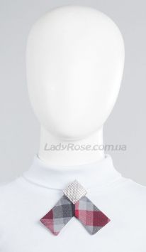 Прикраса краватка для дівчинки сіро-бордова клітинка