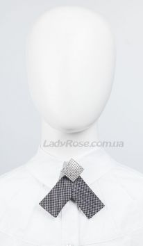 Прикраса краватка для дівчинки сіро-чорна клітинка