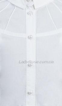 Біла блузка для дівчинки з декорованою кокеткою