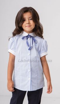 Блузка для дівчинки блакитна в клітинку