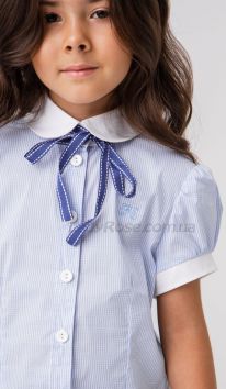 Блузка для дівчинки блакитна в клітинку